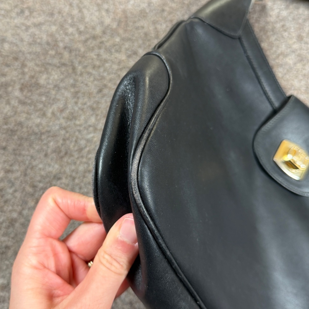 Vintage 80s Celine Black Smooth Leather Hobo Shoulder Bag Gold-Toned Hardware - Picture 16 of 16